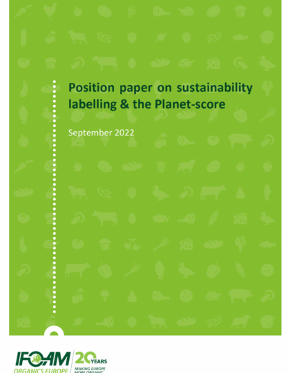 Position paper on sustainability labelling & the Planet-score